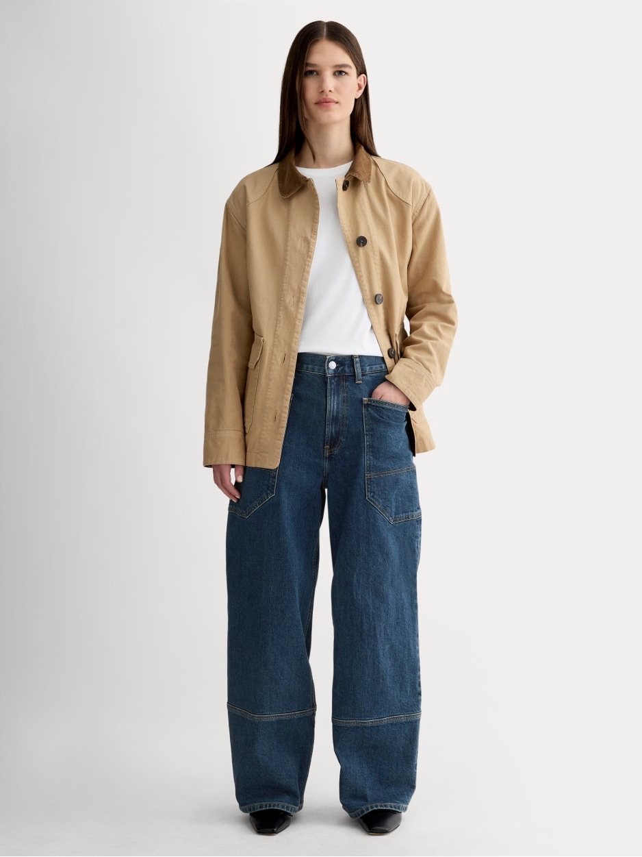 Nwt Everlane The Way-High Gardener Jean Dark Blue Plus Size 33r Barrel Wide Leg